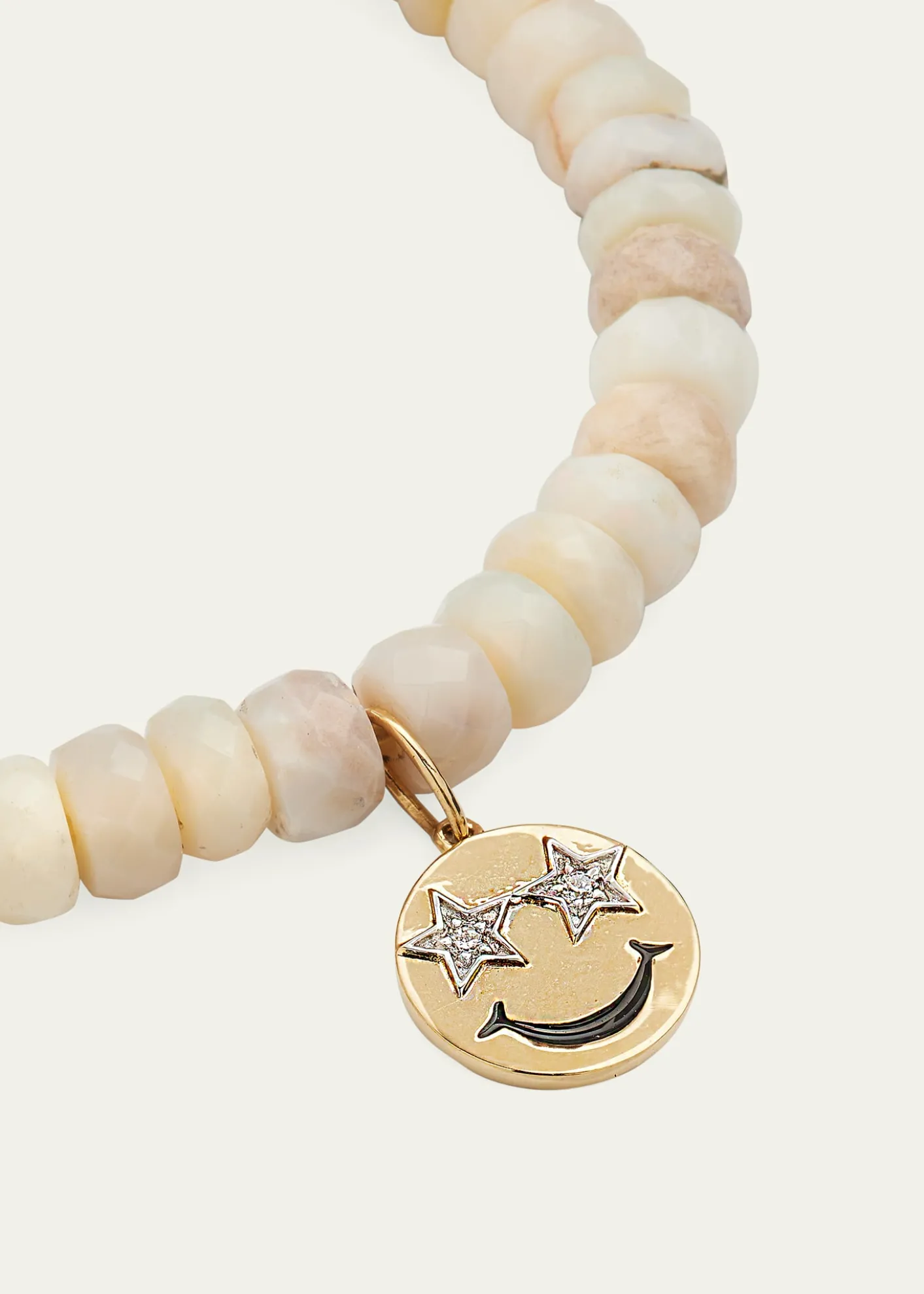 Sydney EvanOpal Beaded Bracelet with 14K Gold Diamond Happy Face Charm