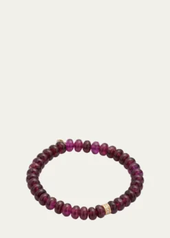 Sydney EvanScallop Edge Pave Rondelle on Rhodolite Bead Bracelet