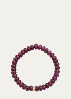 Sydney EvanScallop Edge Pave Rondelle on Rhodolite Bead Bracelet