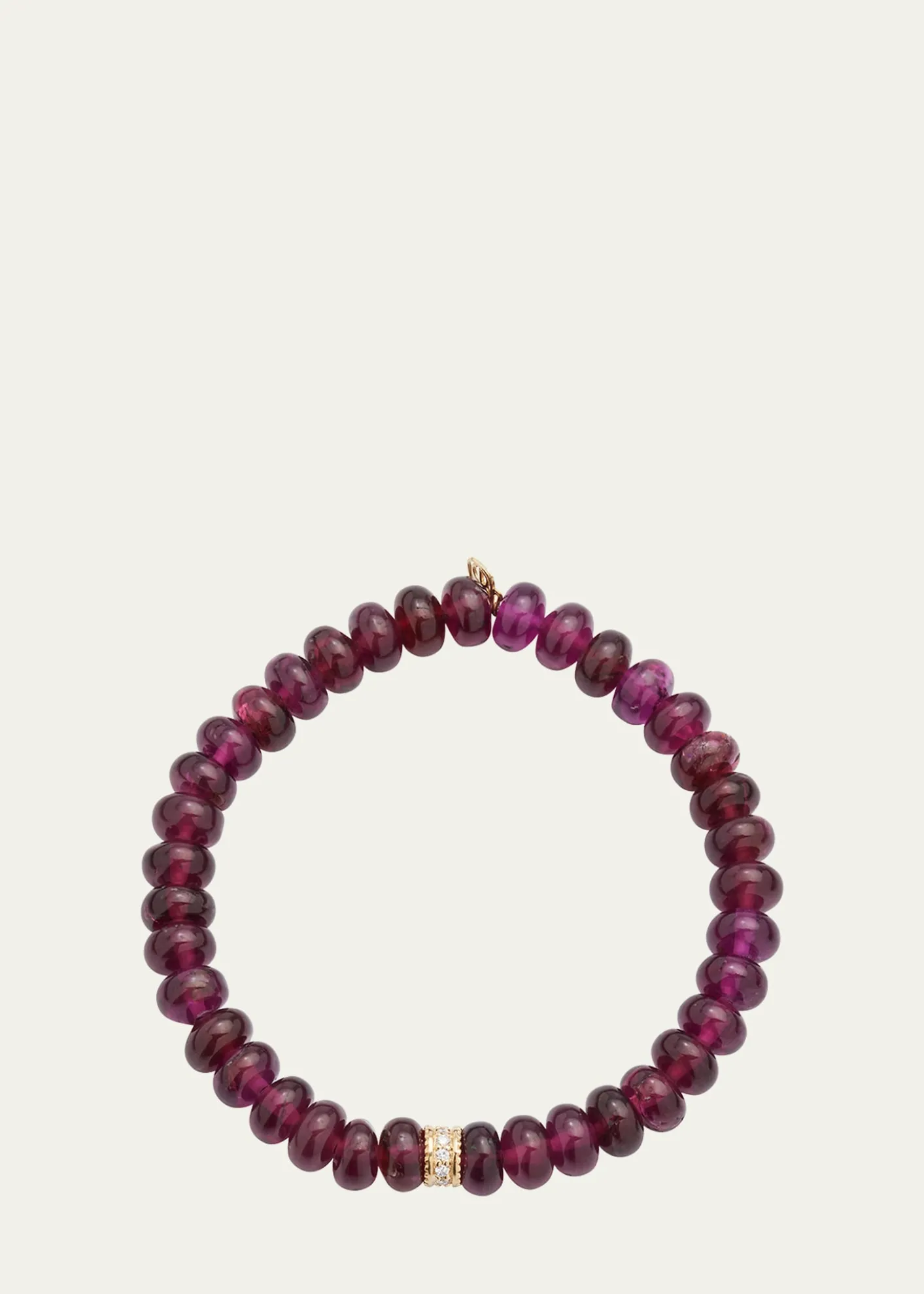 Sydney EvanScallop Edge Pave Rondelle on Rhodolite Bead Bracelet