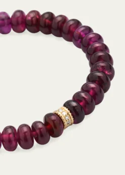 Sydney EvanScallop Edge Pave Rondelle on Rhodolite Bead Bracelet
