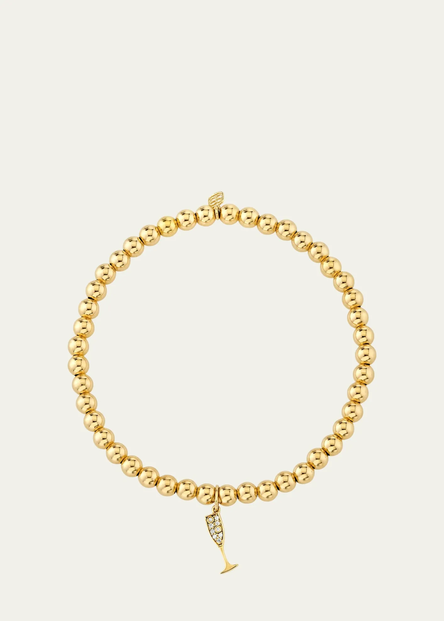 Sydney EvanSmall Champagne Glass Charm on 14K Yellow Gold Ball Bracelet