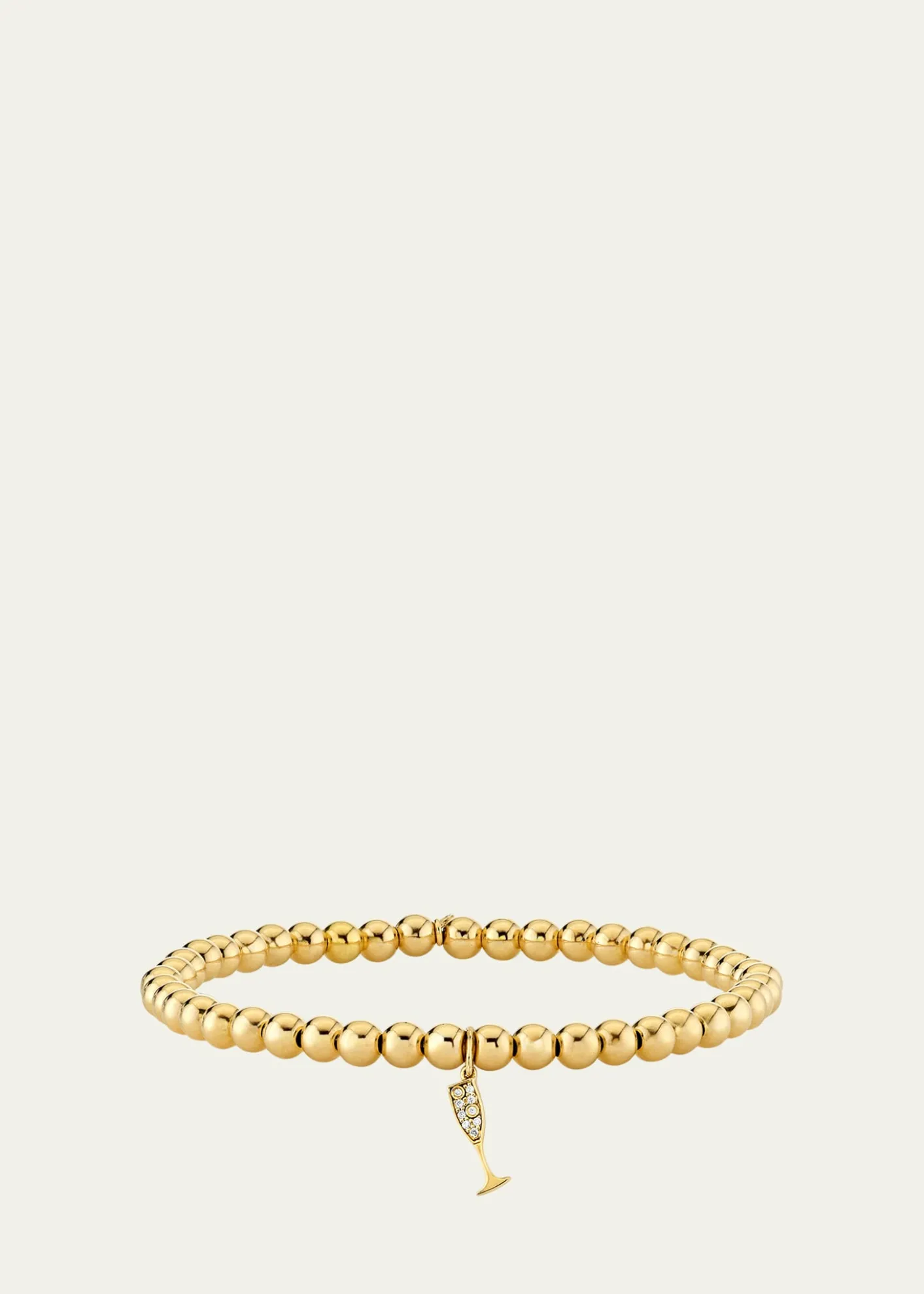 Sydney EvanSmall Champagne Glass Charm on 14K Yellow Gold Ball Bracelet