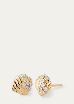 Sydney EvanClam Shell 14K Gold Diamond Stud Earring, Single
