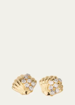 Sydney EvanClam Shell 14K Gold Diamond Stud Earring, Single