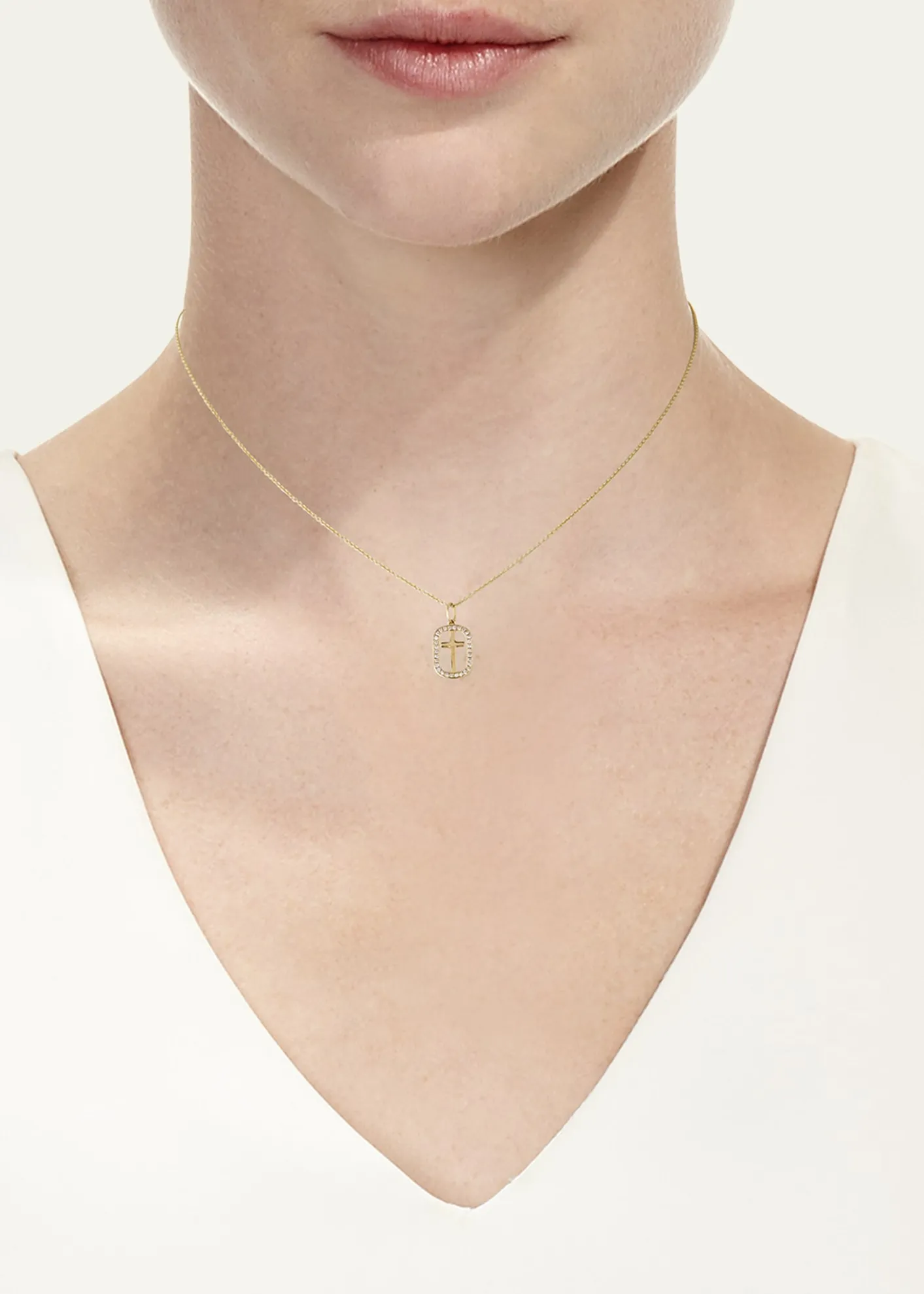 Sydney EvanDiamond Cross Open Icon Charm Necklace