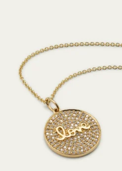Sydney EvanDiamond Love Script Medallion Necklace