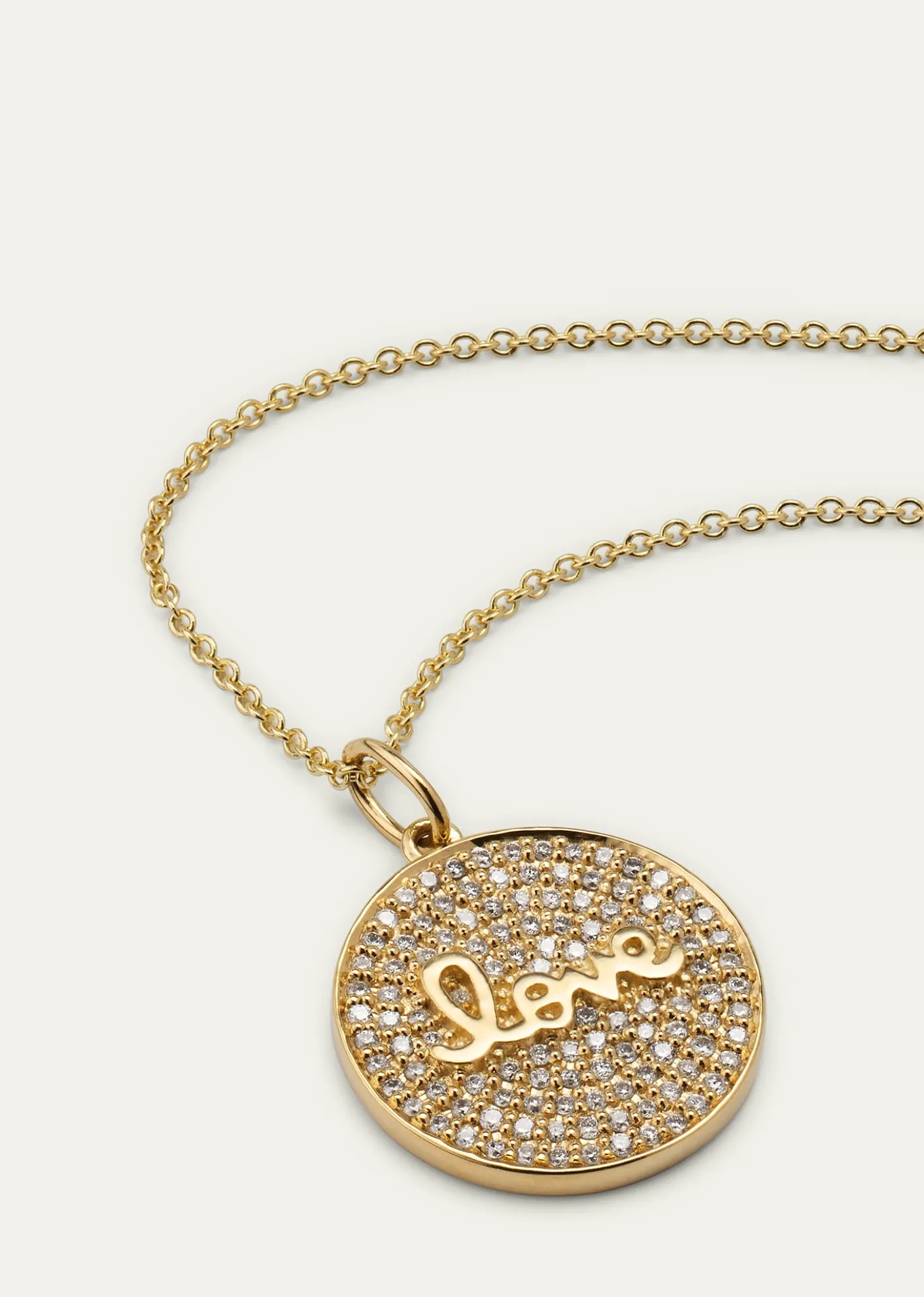 Sydney EvanDiamond Love Script Medallion Necklace