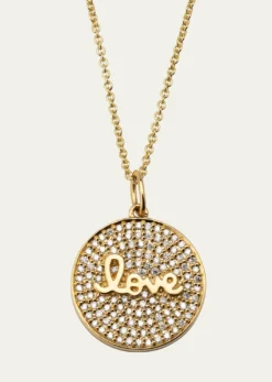 Sydney EvanDiamond Love Script Medallion Necklace