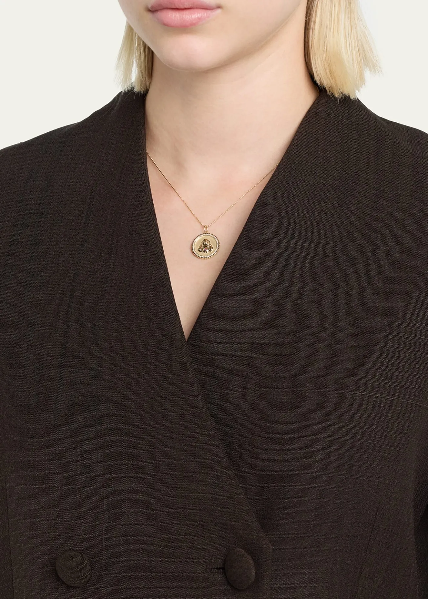 Sydney Evan14k Buddha Coin Pendant Necklace with Diamonds