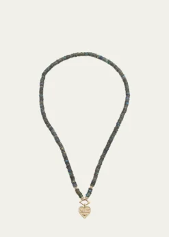 Sydney Evan14K Diamond and Labradorite Necklace with Icon Heart Charm