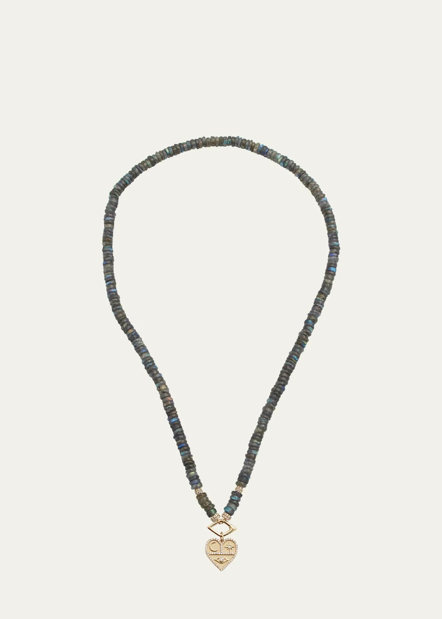 Sydney Evan14K Diamond and Labradorite Necklace with Icon Heart Charm