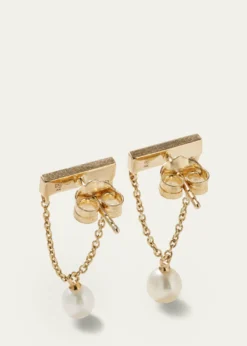 Sydney Evan14k Diamond Bar & Pearl Earrings