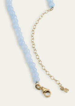 Sydney Evan14K Diamond Bezel Rondelle Choker with Aquamarine Beads