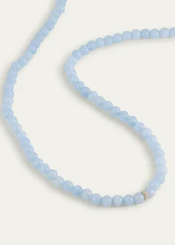 Sydney Evan14K Diamond Bezel Rondelle Choker with Aquamarine Beads