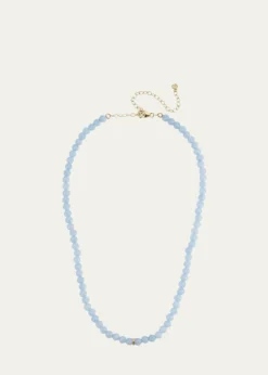 Sydney Evan14K Diamond Bezel Rondelle Choker with Aquamarine Beads