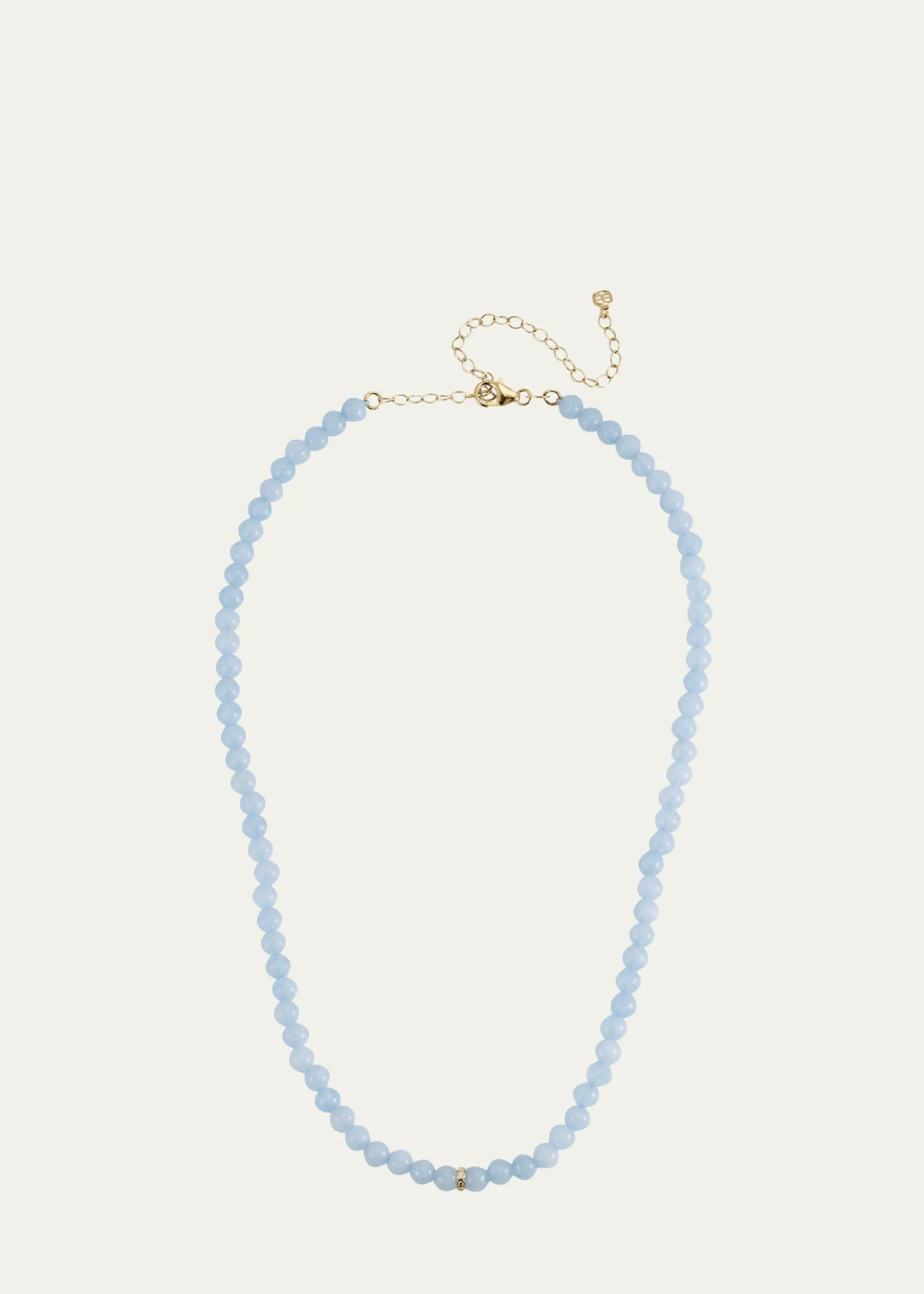 Sydney Evan14K Diamond Bezel Rondelle Choker with Aquamarine Beads