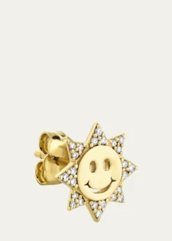 Sydney Evan14k Diamond Happy Face Single Sun Stud Earring