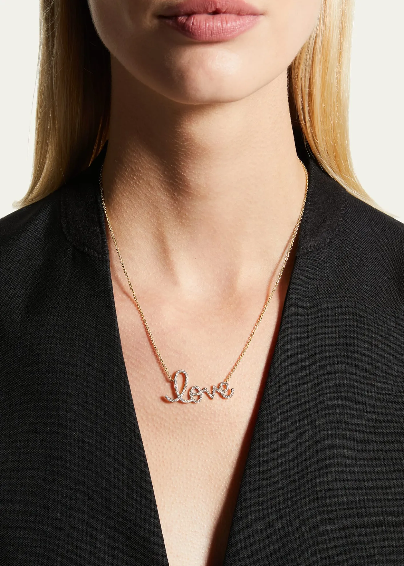 Sydney Evan14k Diamond Love Script Necklace, Multi Gold