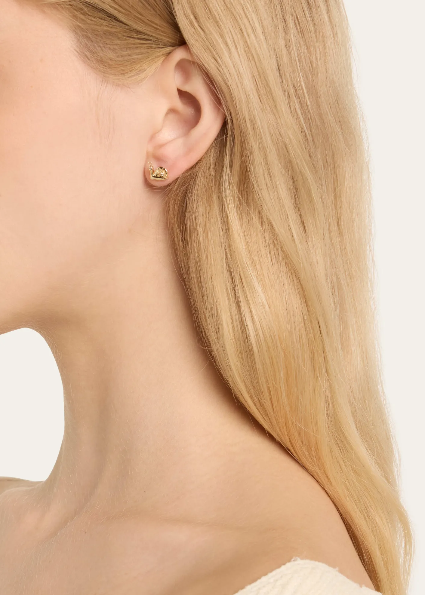 Sydney Evan14k Diamond Small Snail Stud Earring, Single Left