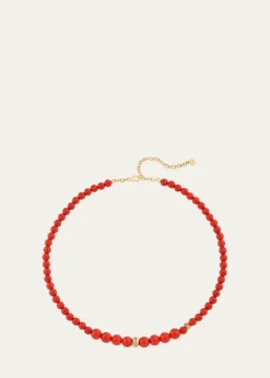 Sydney Evan14K Diamond Tri-Linked Rondelle on Red Carnelian Necklace