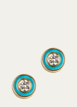 Sydney Evan14k Enamel Diamond Stud Earring, Turquoise