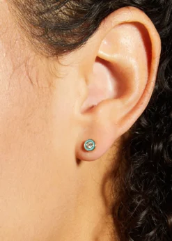 Sydney Evan14k Enamel Diamond Stud Earring, Turquoise