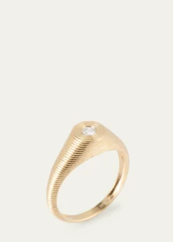 Sydney Evan14k Fluted Diamond Signet Ring, Size 6.5