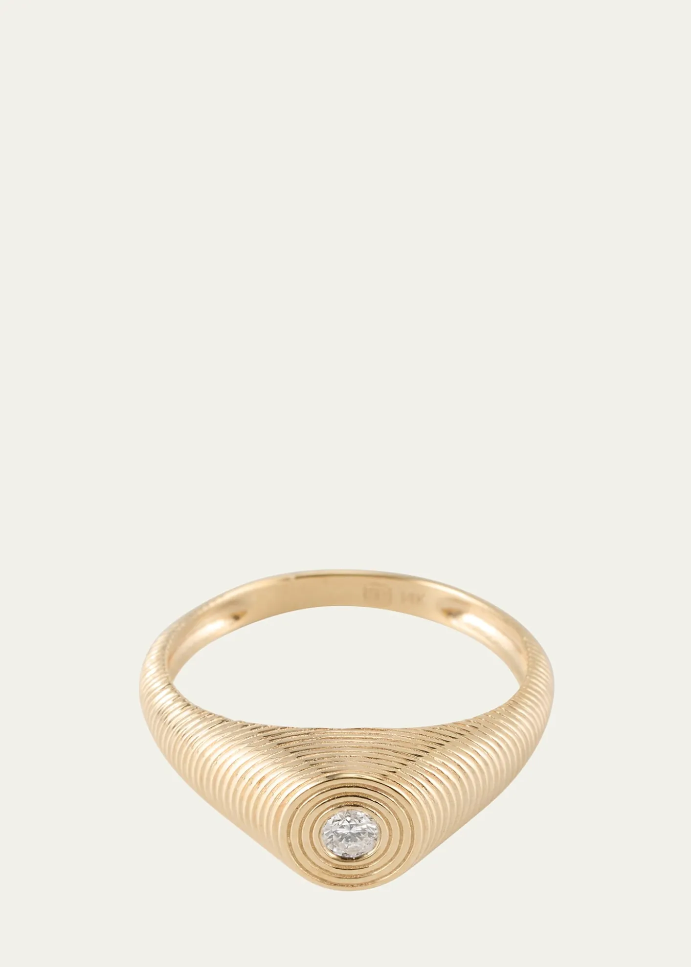 Sydney Evan14k Fluted Diamond Signet Ring, Size 6.5