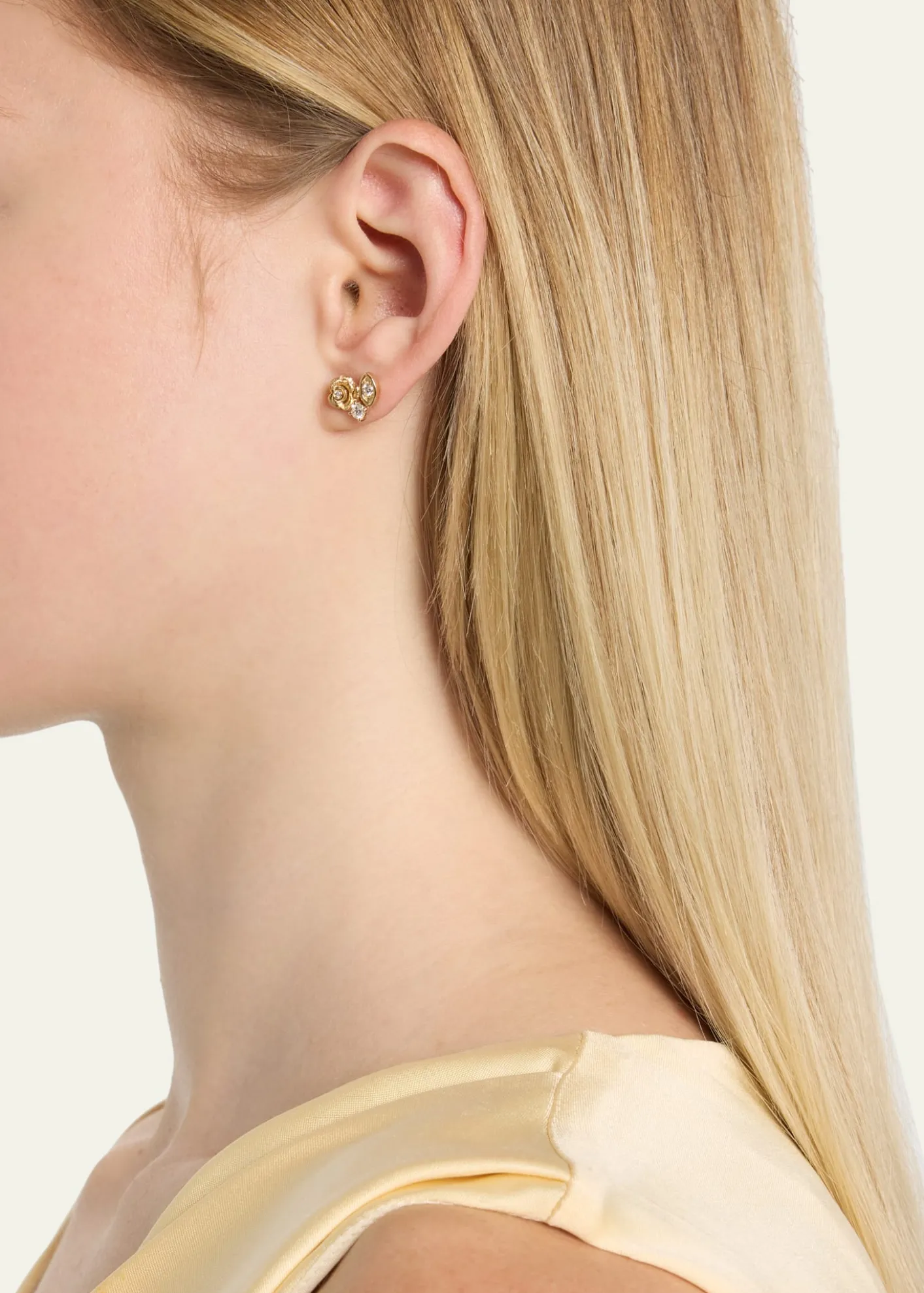 Sydney Evan14K Gold and Diamond Marquise Eye Rose Single Stud Earring, Right