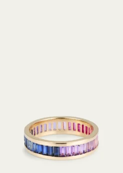 Sydney Evan14K Gold and Gemstone Channel-Set Baguette Eternity Ring