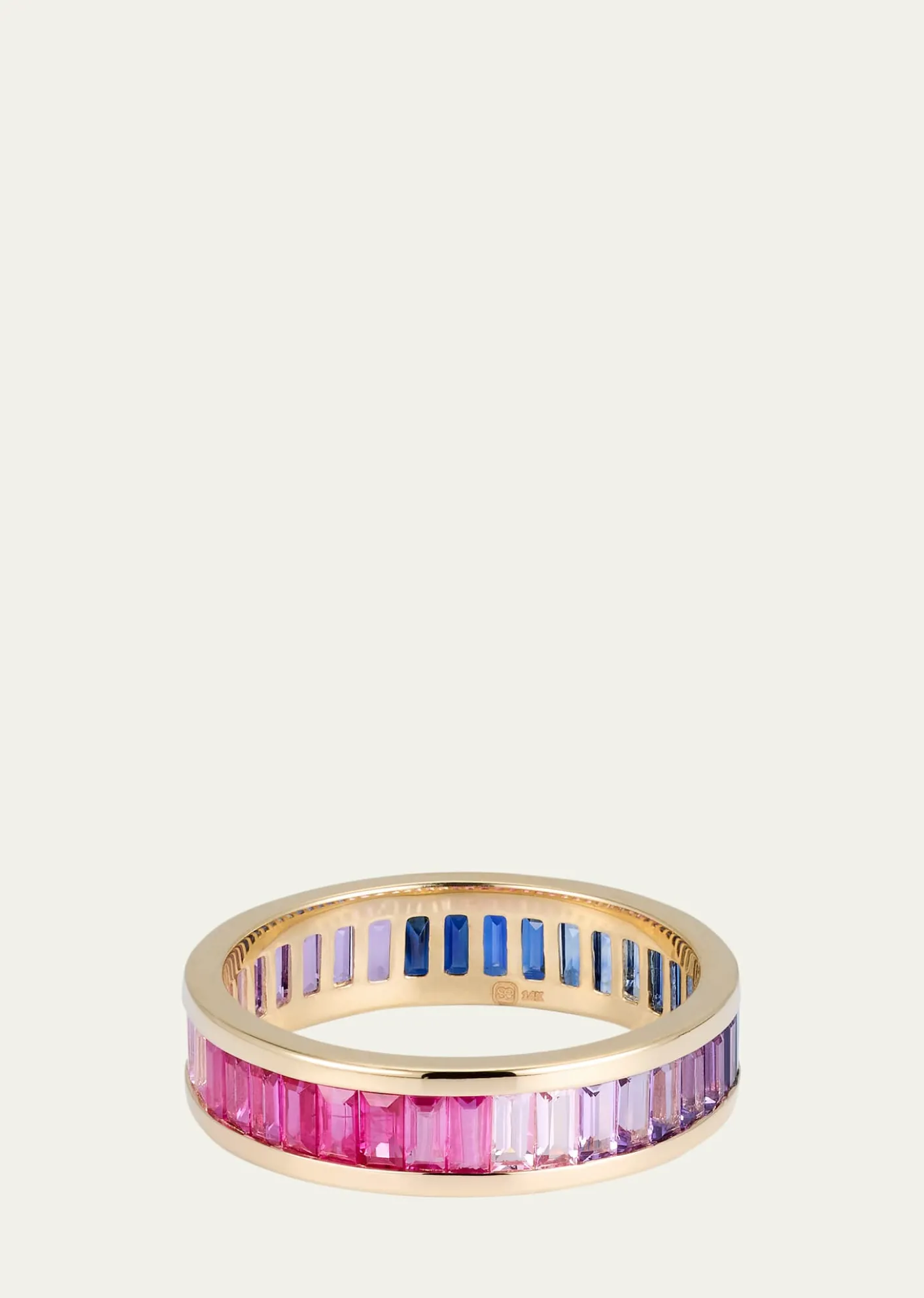 Sydney Evan14K Gold and Gemstone Channel-Set Baguette Eternity Ring