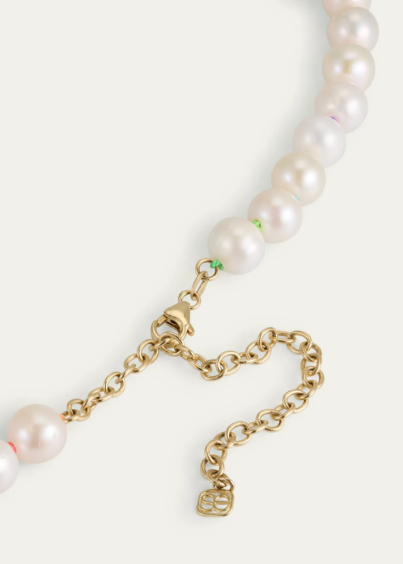 Sydney Evan14K Gold Bezel Evil Eye Charm Freshwater Pearl Necklace