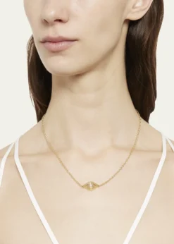 Sydney Evan14K Gold Chain Fluted Evil Eye Diamond Necklace