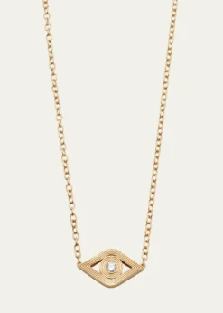 Sydney Evan14K Gold Chain Fluted Evil Eye Diamond Necklace