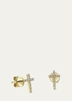 Sydney Evan14k Gold Diamond Cross Single Stud Earring
