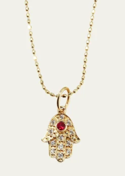 Sydney Evan14k Gold Diamond Hamsa Pendant Necklace