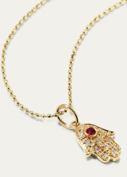 Sydney Evan14k Gold Diamond Hamsa Pendant Necklace