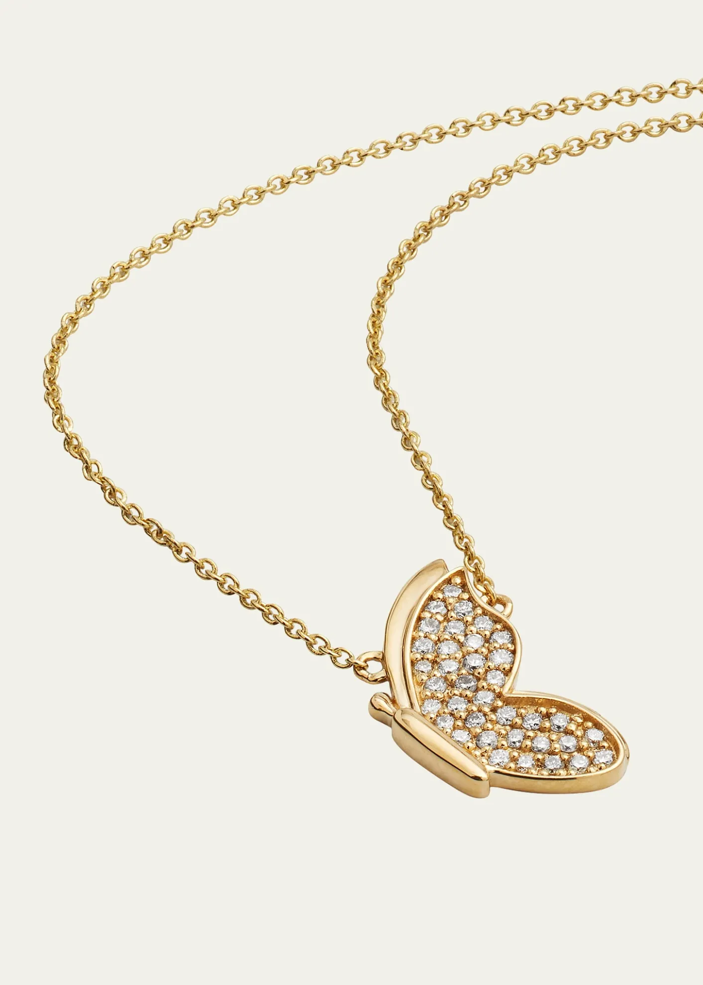 Sydney Evan14K Gold Diamond Pavé In Flight Butterfly Necklace
