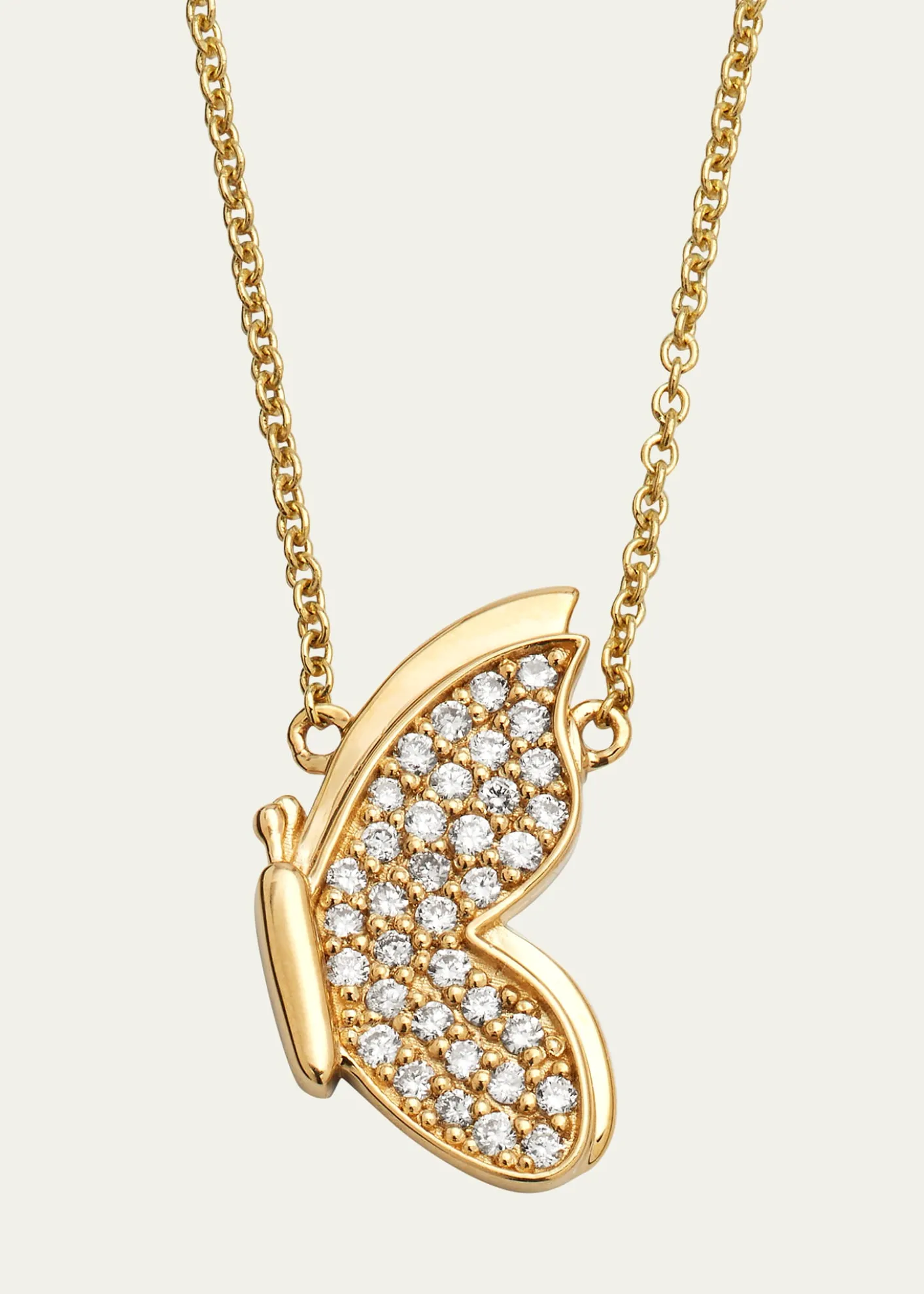 Sydney Evan14K Gold Diamond Pavé In Flight Butterfly Necklace