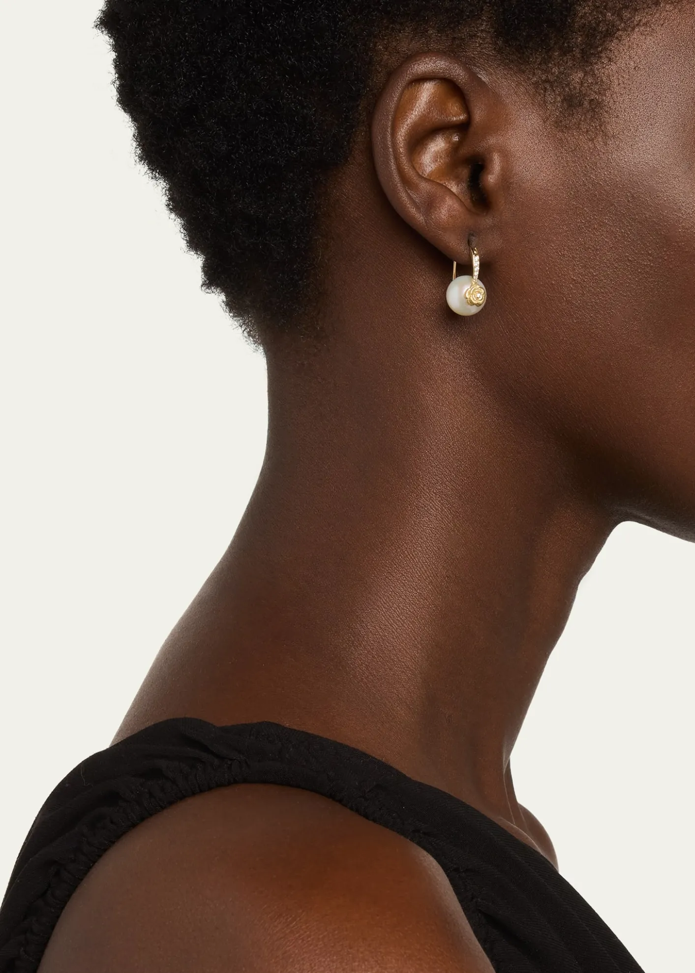 Sydney Evan14K Gold & Diamond Rose Pearl Earrings