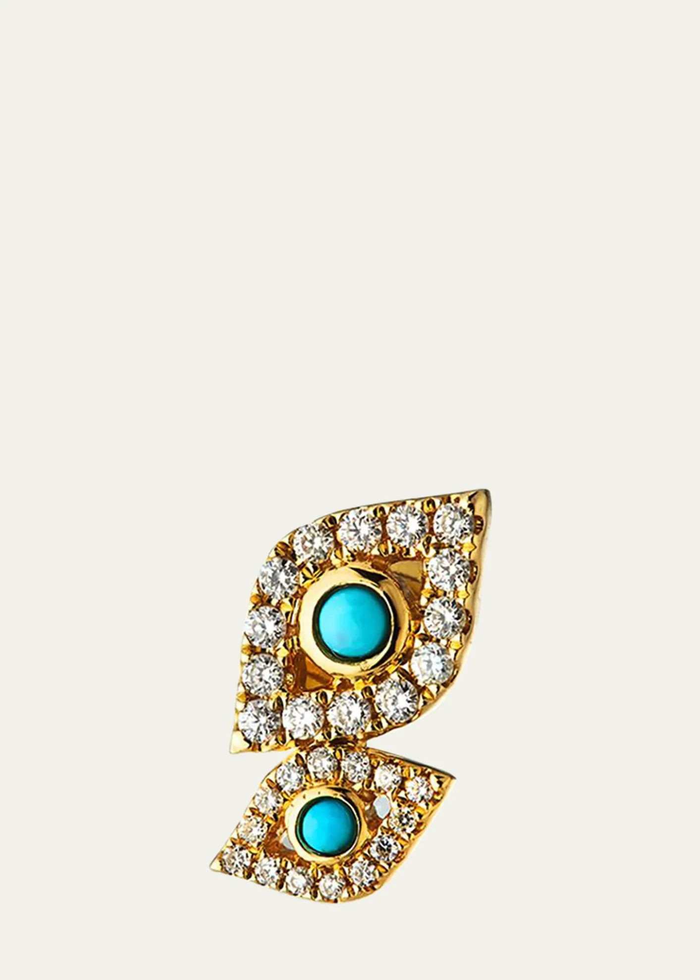 Sydney Evan14k Gold Double Evil Eye Stud Earring (Single)