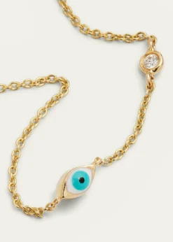 Sydney Evan14k Gold Evil Eye Necklace with Single Diamond