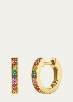 Sydney Evan14k Gold Rainbow Sapphire Huggie Hoop Earrings