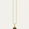 Sydney Evan14K Gold Smokey Topaz Icon Solitaire with Diamond Bail Necklace