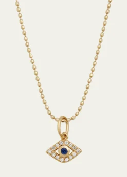 Sydney Evan14k Gold Tiny Evil Eye Charm Necklace
