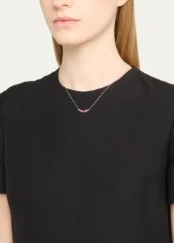 Sydney Evan14K Graduated Bezel Curve Bar Necklace with Pink Sapphires