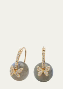 Sydney Evan18k Labradorite Bead and Diamond Butterfly Earrings