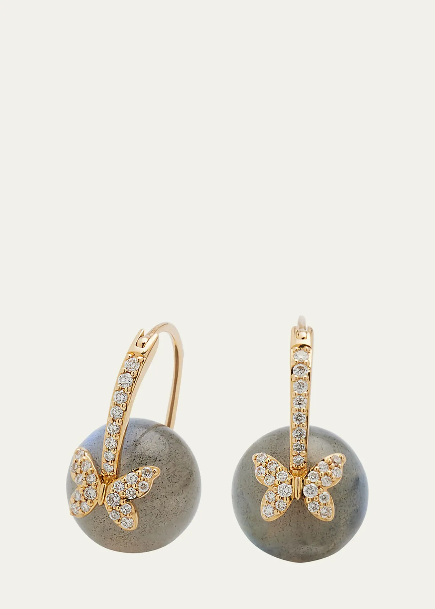 Sydney Evan18k Labradorite Bead and Diamond Butterfly Earrings