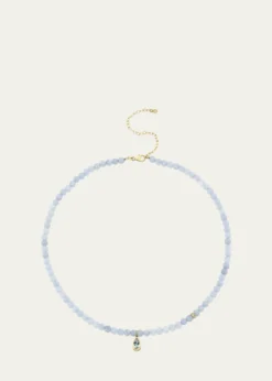 Sydney Evan14K Pear Aquamarine Beaded Necklace